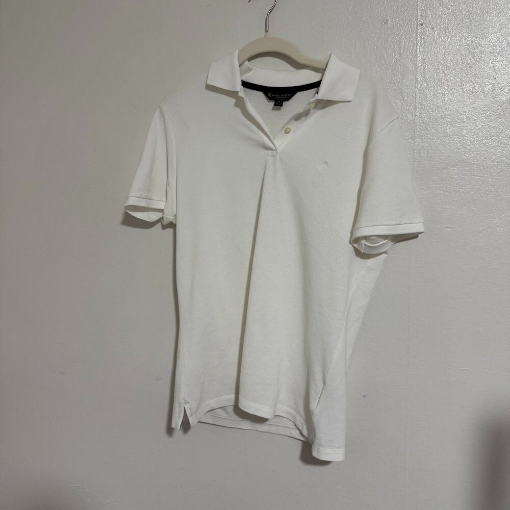 Brooks Brothers White Short Sleeve Tennis Golf Polo Shirt Medium Women’s